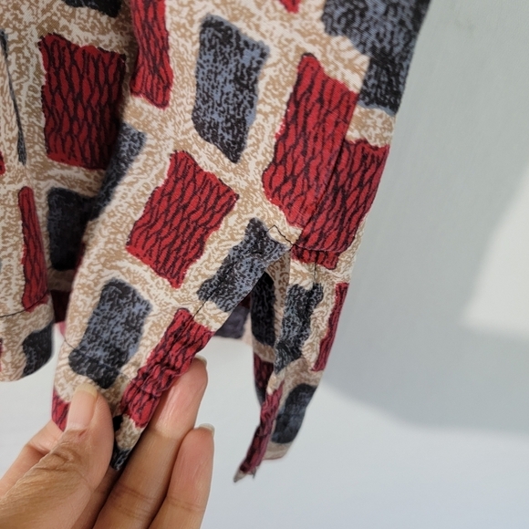 Retro Threads Red/Blue Color Block Button Front Shirt Sz XL Short Sleeve Lyocell - Picture 6 of 12